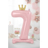 Balão de Ar NÚMERO 7 Rosa Coroa - 84CM